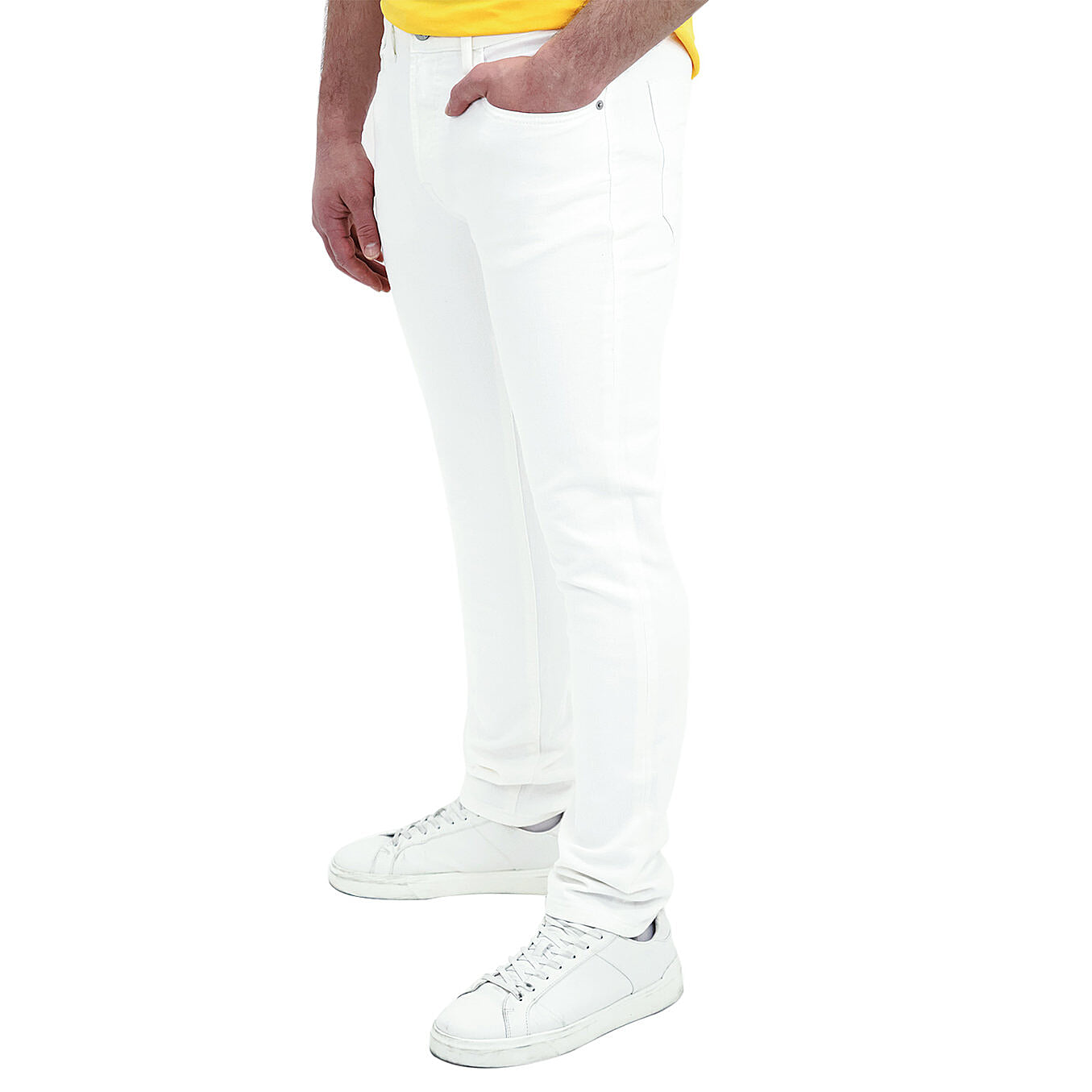 بنطلون جينز ضيق بقصة مدببة من القطن/السباندكس