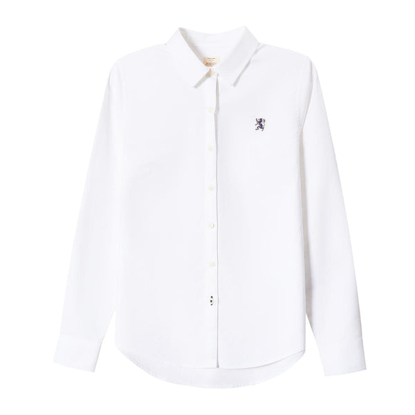 Women Cotton/Lycra Oxford Collar Long Sleeve New Slim Embroidery Shirt