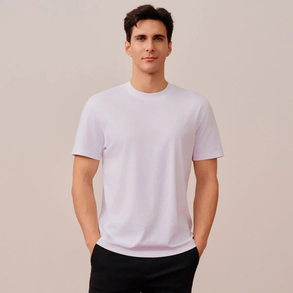 Cotton Interlock Crewneck Short Sleeve Slim Embroidery Tee (Liquid Touch)