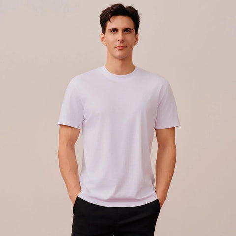 Cotton Interlock Crewneck Short Sleeve Slim Embroidery Tee (Liquid Touch)
