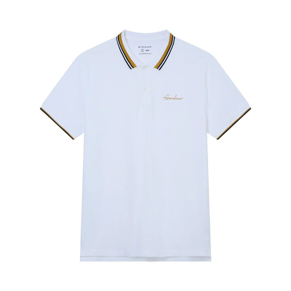 Men's Slim Pique Polo With Contrast Collar & Signature Embroidery