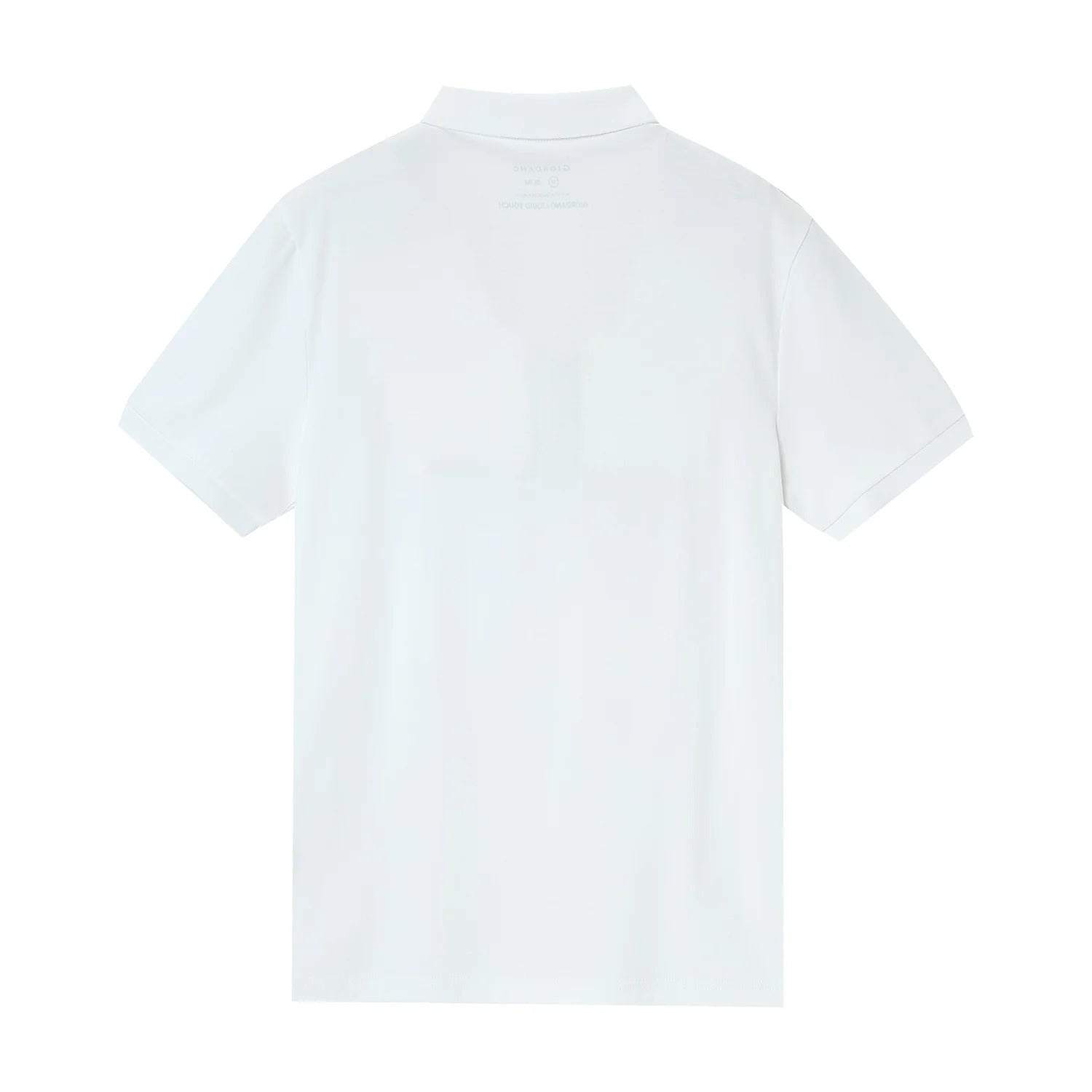 قميص بولو قطني محبوك مسطح بياقة وأكمام قصيرة وتطريز ضيق بلون سادة (ملمس سائل)