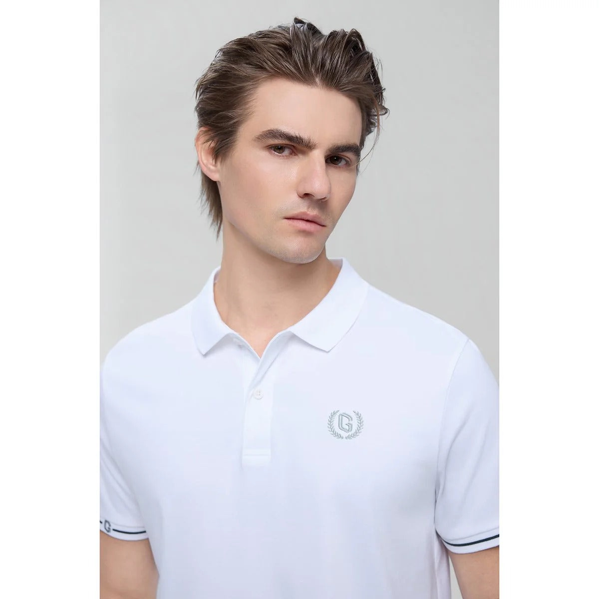 Men's Cotton Interlock Slim Fit Liquid Touch Embroidery Polo