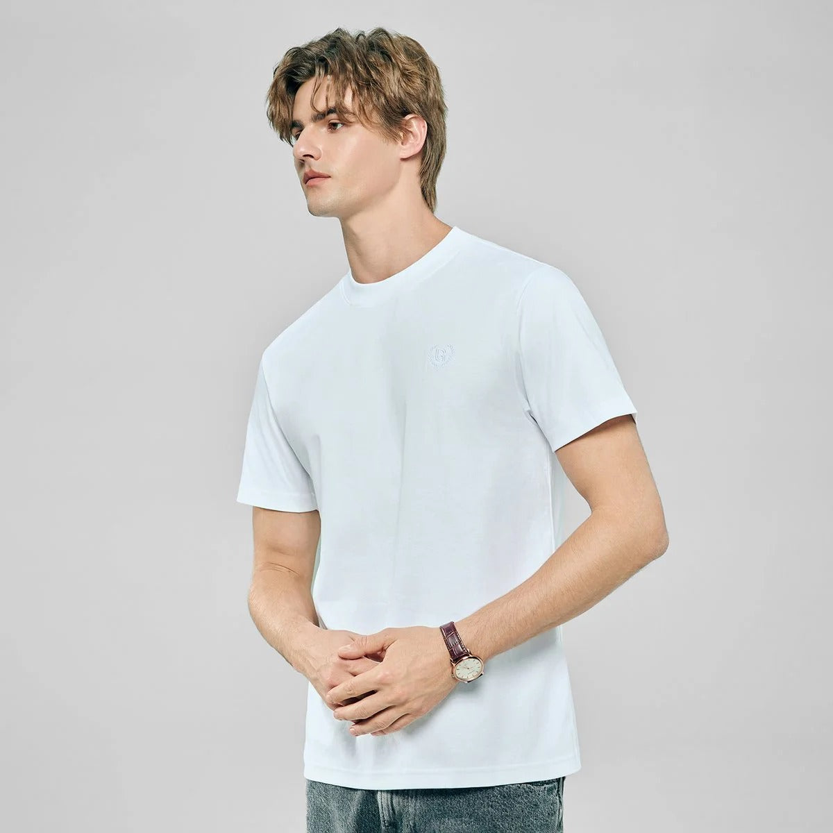 Men's Slim Fit Liquid Touch Cotton Crew Neck Tee (feel the difference)