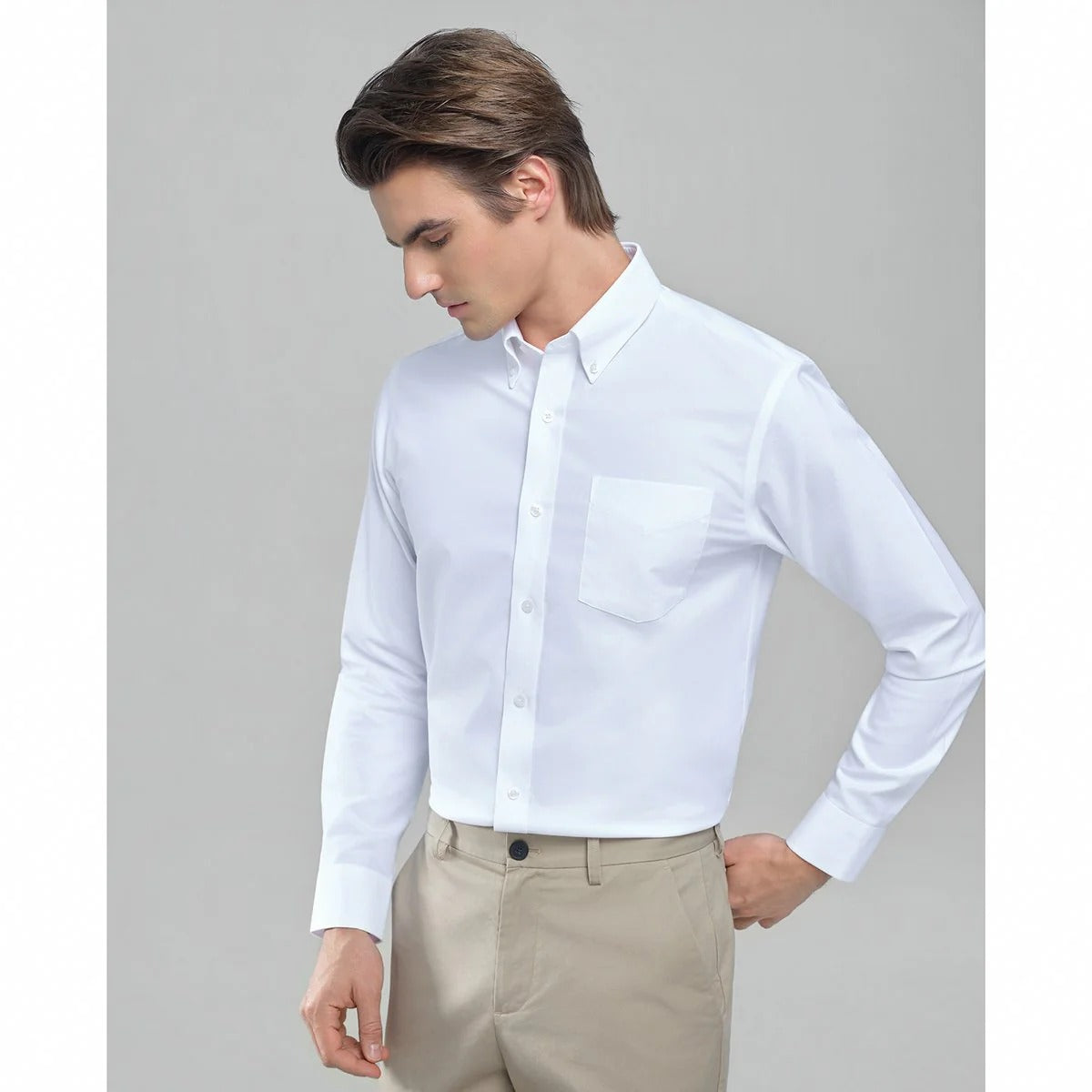 Men's Cotton Long-Sleeve Wrinkle-Free Shirt (Premium)
