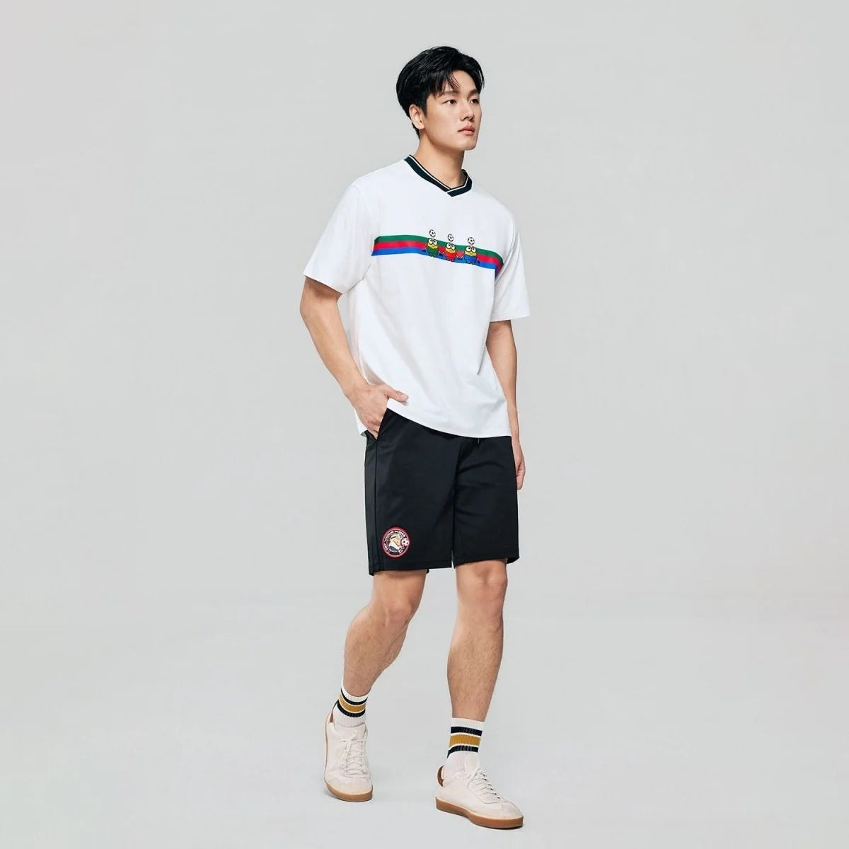 Men Relaxed Minions V-Neck Jersey Tee
