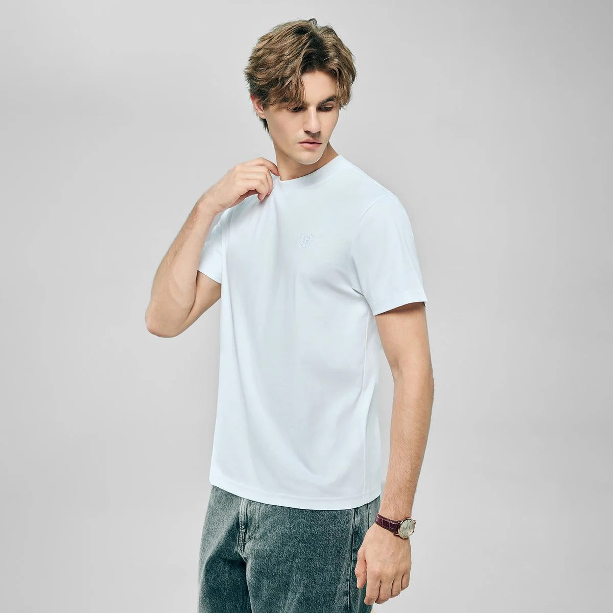 Men's Slim Fit Liquid Touch Cotton Crew Neck Tee (feel the difference)