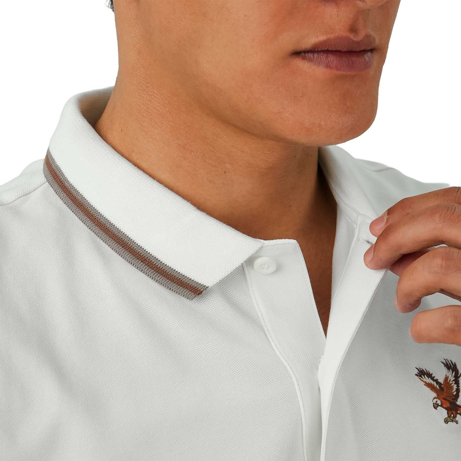 Cotton/Lycra Pique Flat Knitted Collar Short Sleeve Embroidery Solid Polo
