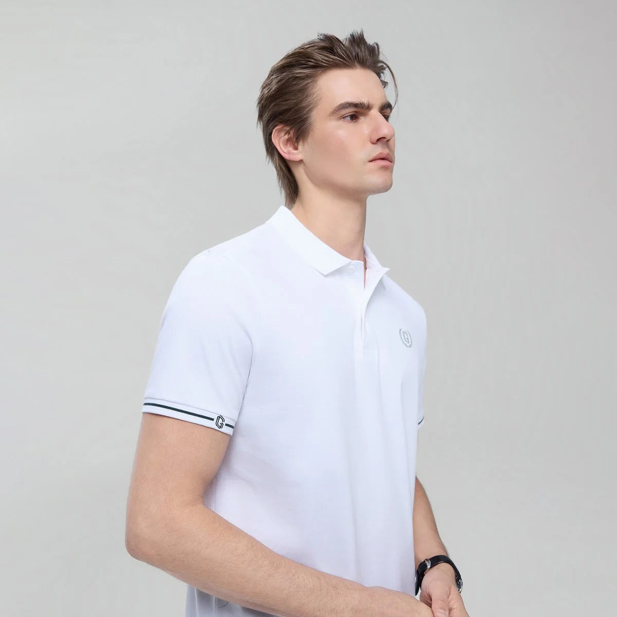 Men's Cotton Interlock Slim Fit Liquid Touch Embroidery Polo