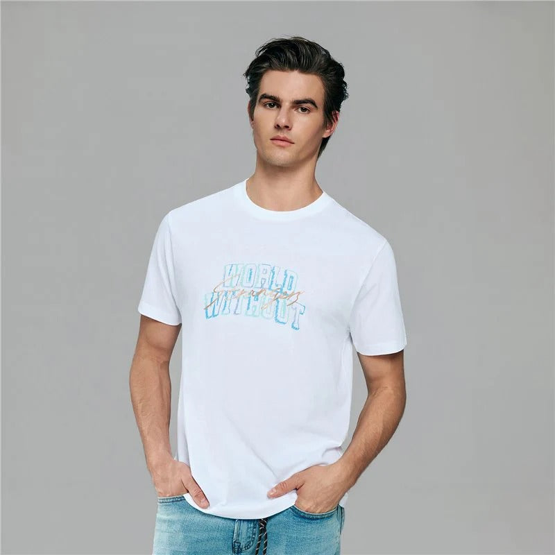 Men’s Slim Cotton Crew Neck WWS Graphic Print Tee