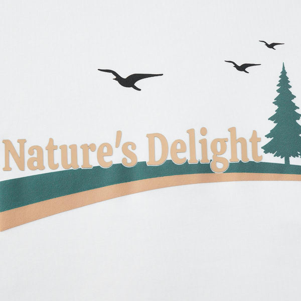 Cotton/Polyster Jersey Crewneck Short Sleeve Print Tees (Natural Delight)