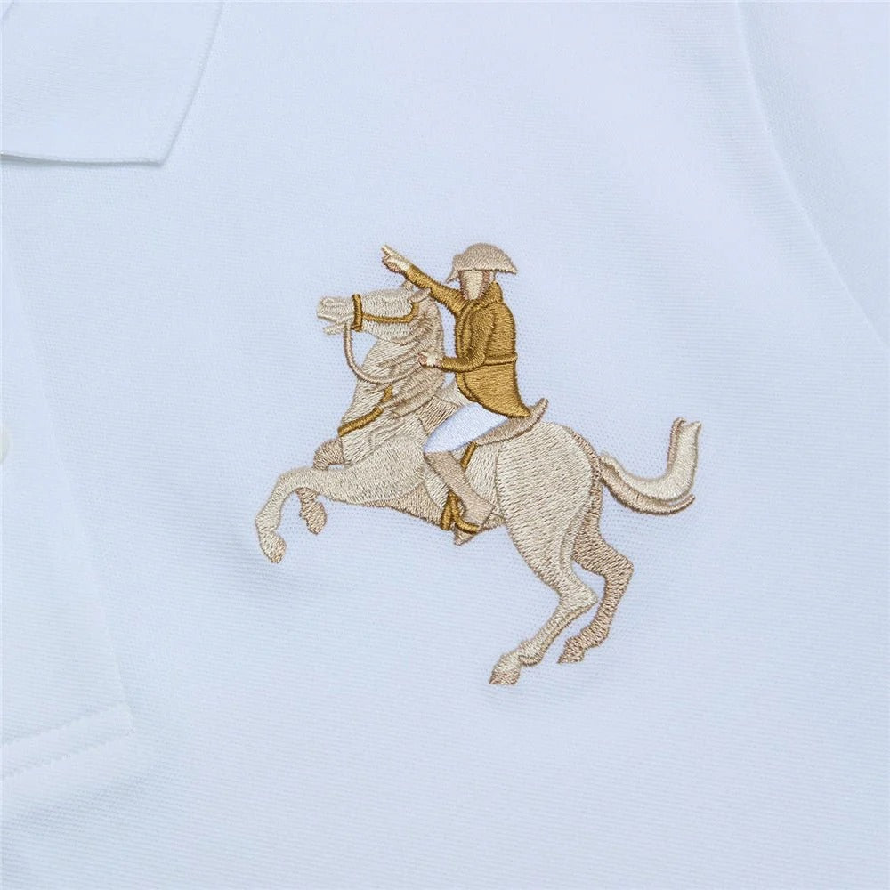 Men's Slim Fit Napoleon Embroidery Lycra Pique Polo