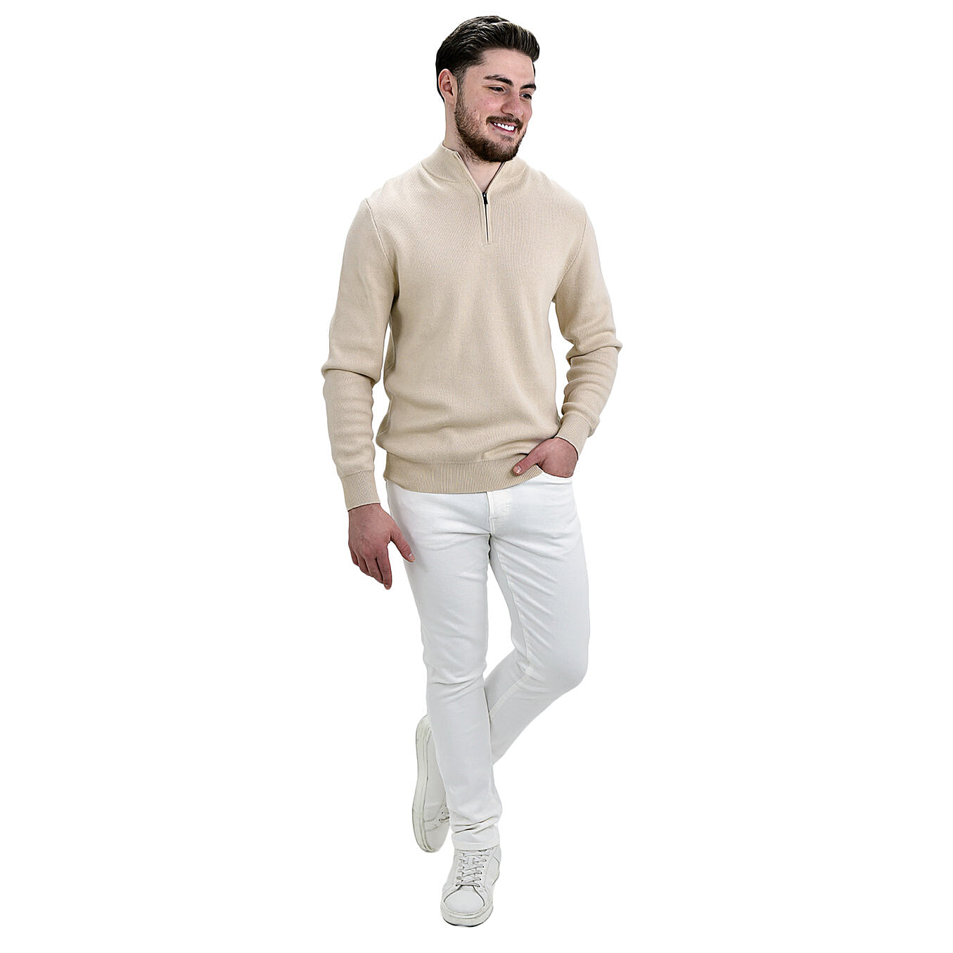 بنطلون جينز ضيق بقصة مدببة من القطن/السباندكس