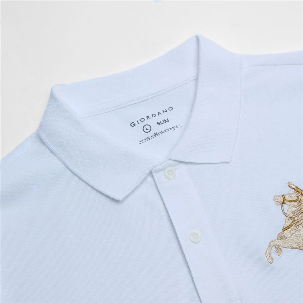 Men's Slim Fit Napoleon Embroidery Lycra Pique Polo