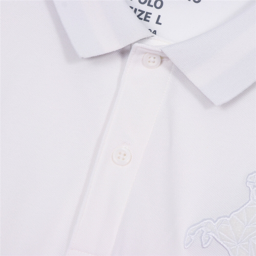Cotton/Lycra Pique Knitted Collar Short Sleeve Slim Embroidery Bold Polo