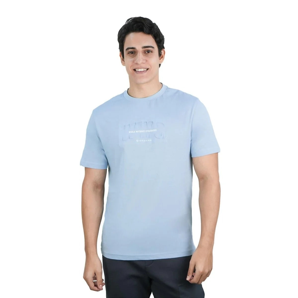 تيشيرت رجالي ضيق من القطن الجيرسيه برقبة دائرية مطبوع (WWS)