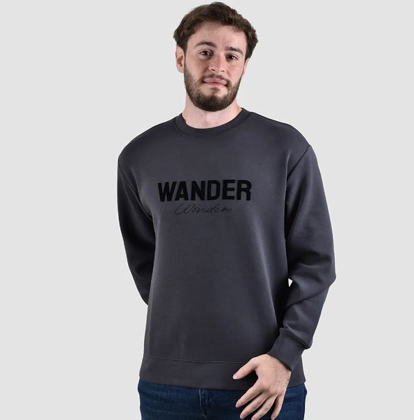 Cotton/Polyester/Spandex Interlock Crew Neck Long Sleeve Relax Print Tee (Wander)