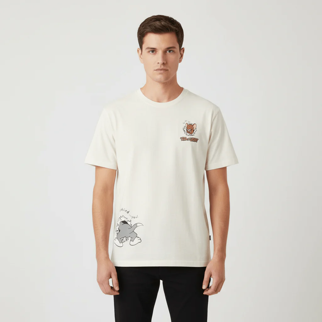 Men's Relaxed Fit Short Sleeve Tom & Jerry Cotton Graphic Tee