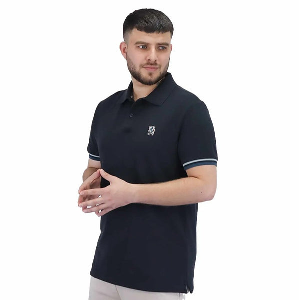 Cotton Pique Flat Knitted Collar Short Sleeve Embroidery Solid Polo (Performance Polo)