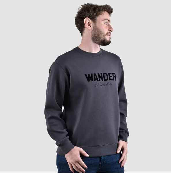 Cotton/Polyester/Spandex Interlock Crew Neck Long Sleeve Relax Print Tee (Wander)