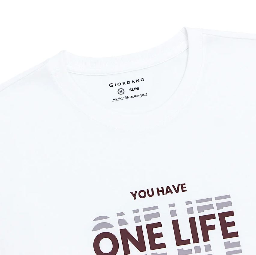 تيشيرت قطني مطبوع بأكمام قصيرة ورقبة دائرية وياقة دائرية