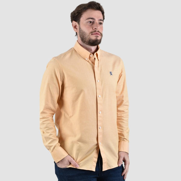 Cotton Oxford Flannel Long Sleeve Embroidery Garment Wash Shirt