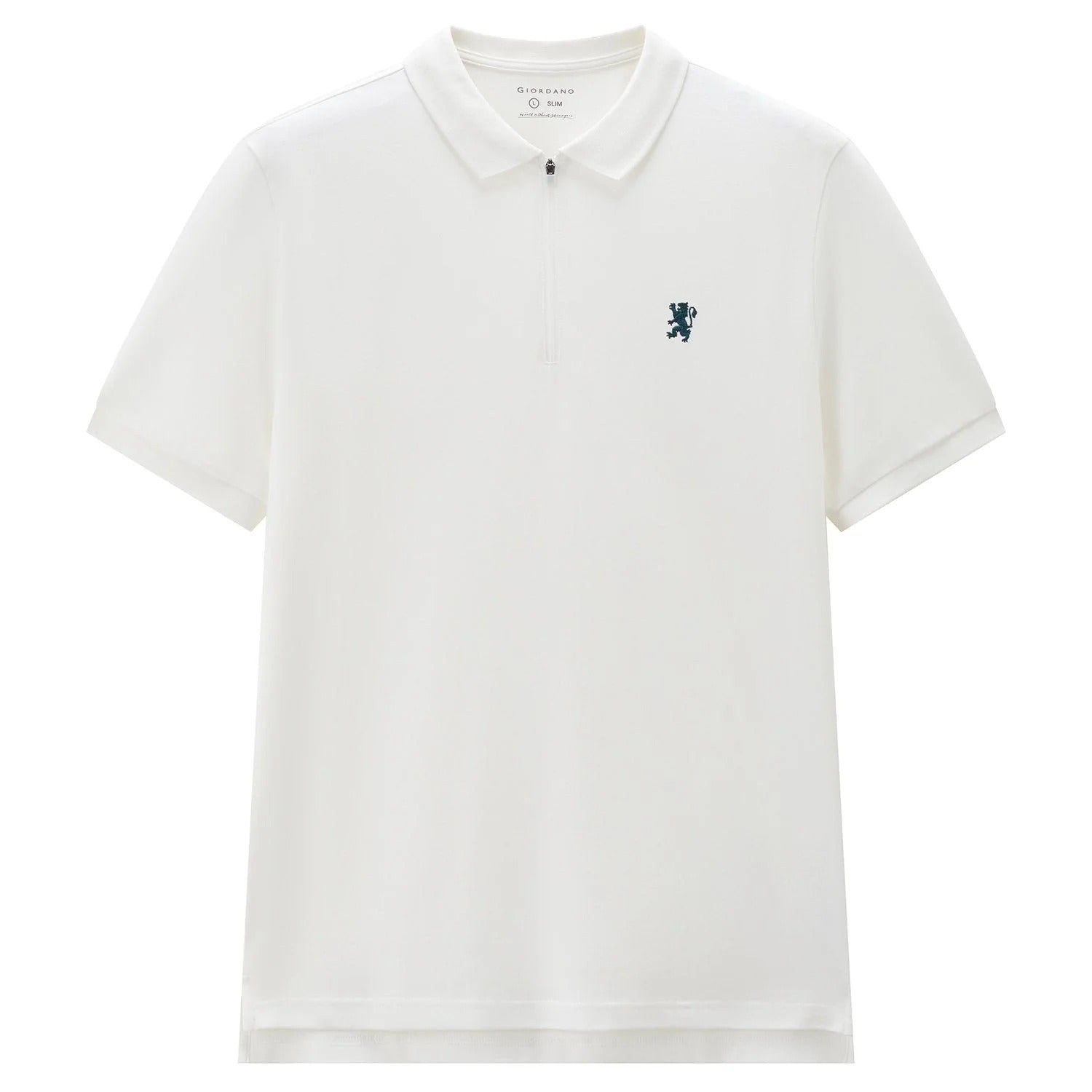 Men's Slim Fit Small Lion Zipper Polo