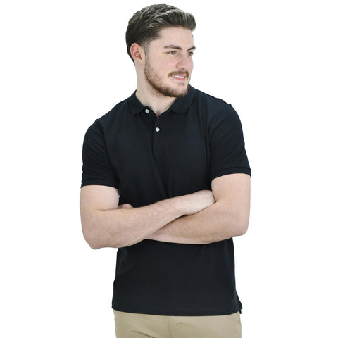 Cotton/Lycra Pique Knitted Collar Short Sleeve Embroidery Solid Polo