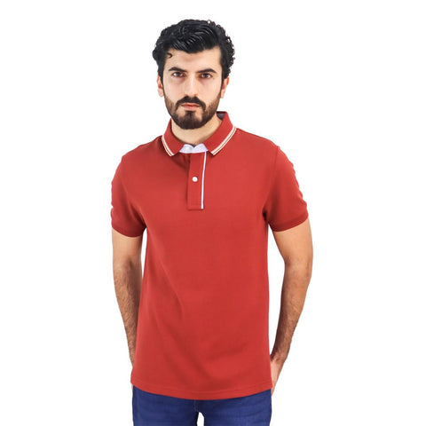 Cotton Pique Knitted Collar Short Sleeve Slim Embroidery Garment (Solid Polo)