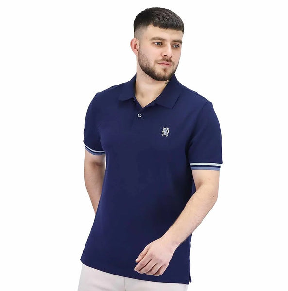 Cotton Pique Flat Knitted Collar Short Sleeve Embroidery Solid Polo (Performance Polo)