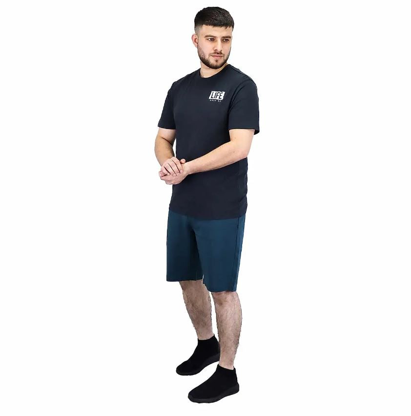 تيشيرت قطني مطبوع بأكمام قصيرة ورقبة دائرية وياقة دائرية