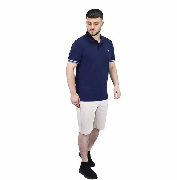 Cotton Pique Flat Knitted Collar Short Sleeve Embroidery Solid Polo (Performance Polo)