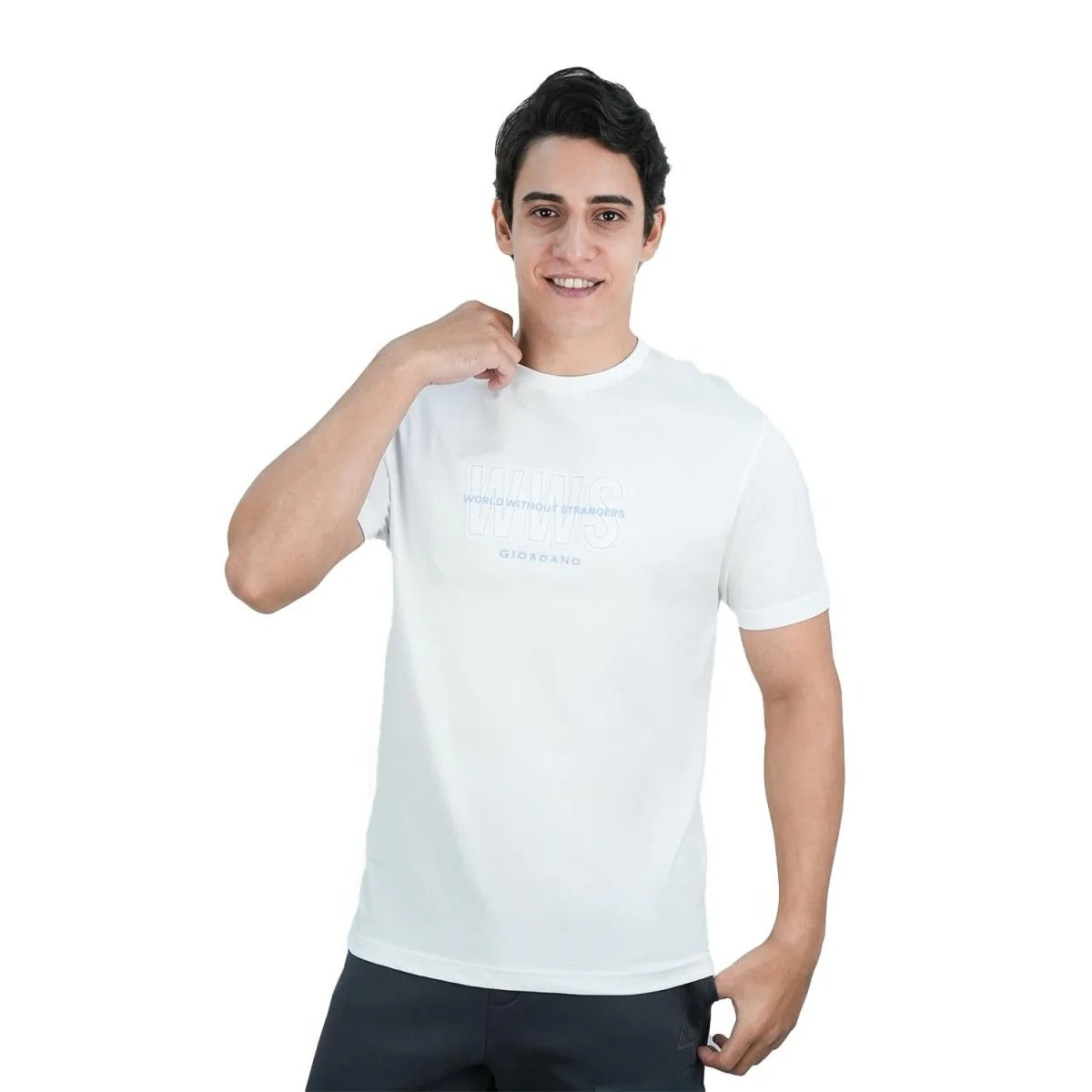 تيشيرت رجالي ضيق من القطن الجيرسيه برقبة دائرية مطبوع (WWS)