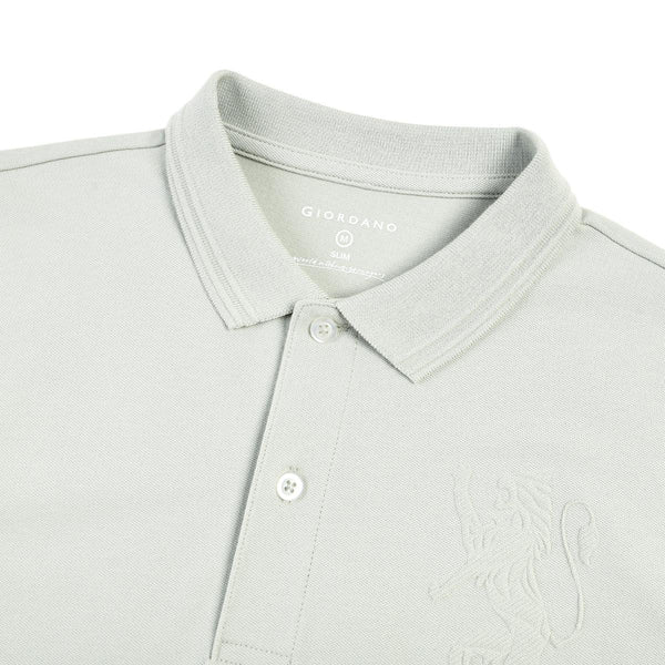 Cotton/Lycra Pique Knitted Collar Short Sleeve Slim Embroidery Bold Polo