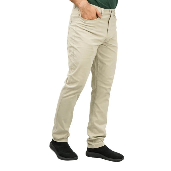 Cotton/Spandex Rise Regular Tapered Khakis (180 Elastic Waist band)