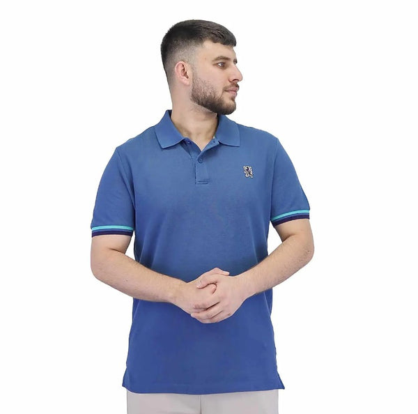 Cotton Pique Flat Knitted Collar Short Sleeve Embroidery Solid Polo (Performance Polo)