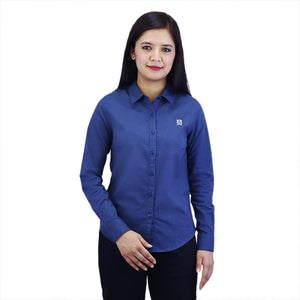 Women Cotton/Lycra Oxford Collar Long Sleeve New Slim Embroidery Shirt