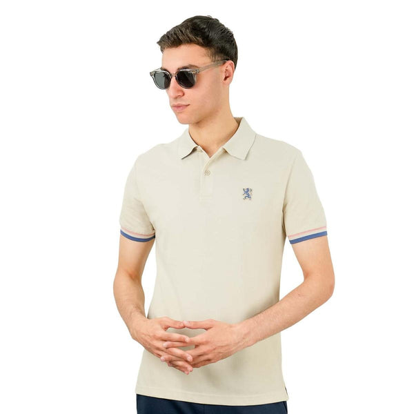 Cotton Pique Flat Knitted Collar Short Sleeve Slim Embroidery Solid Polo