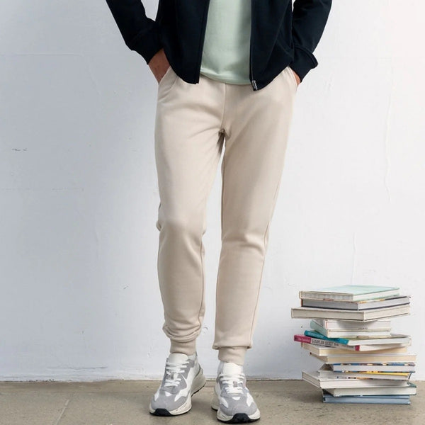 Cotton/Polyester French Terry Mid Rise Slim Tapered Elastic Joggers