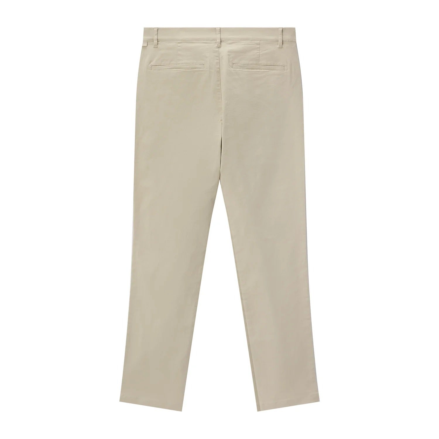 بنطال كاكي متوسط ​​الارتفاع بقصة عادية من قماش قطني/سباندكس تويل