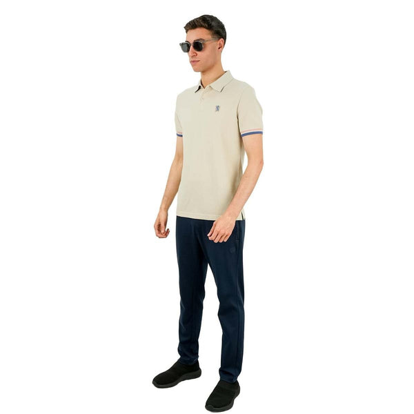 Cotton Pique Flat Knitted Collar Short Sleeve Slim Embroidery Solid Polo