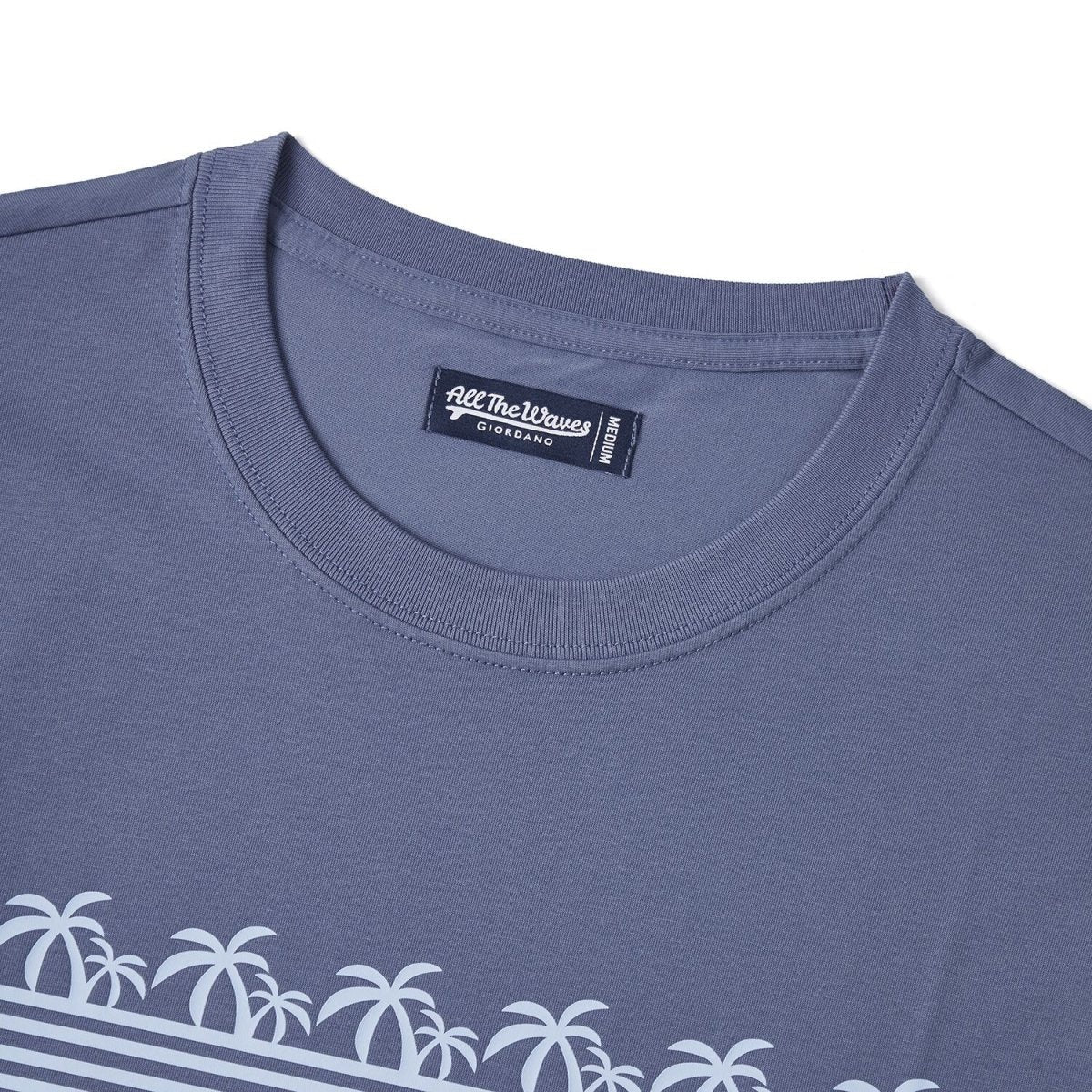 تيشيرت قطني/بوليستر جيرسي بياقة دائرية وأكمام قصيرة بطبعة مريحة