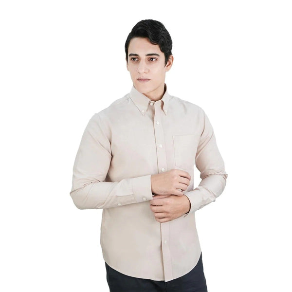 Cotton Oxford Flannel Long Sleeve Regular Wrinkle Free Shirt (Premium)