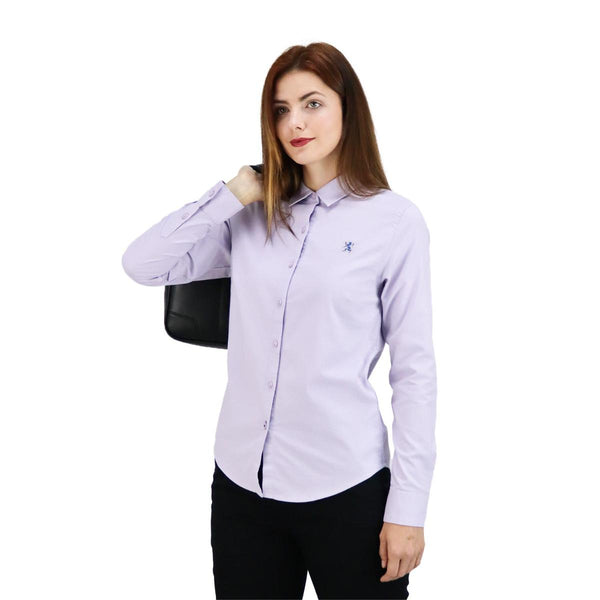 Women Cotton/Lycra Oxford Collar Long Sleeve New Slim Embroidery Shirt