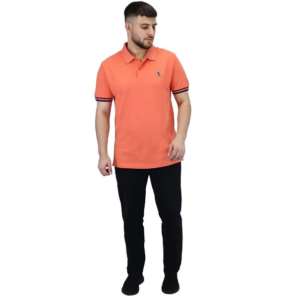 Cotton Pique Flat Knitted Collar Short Sleeve Embroidery Solid Polo (Performance Polo)