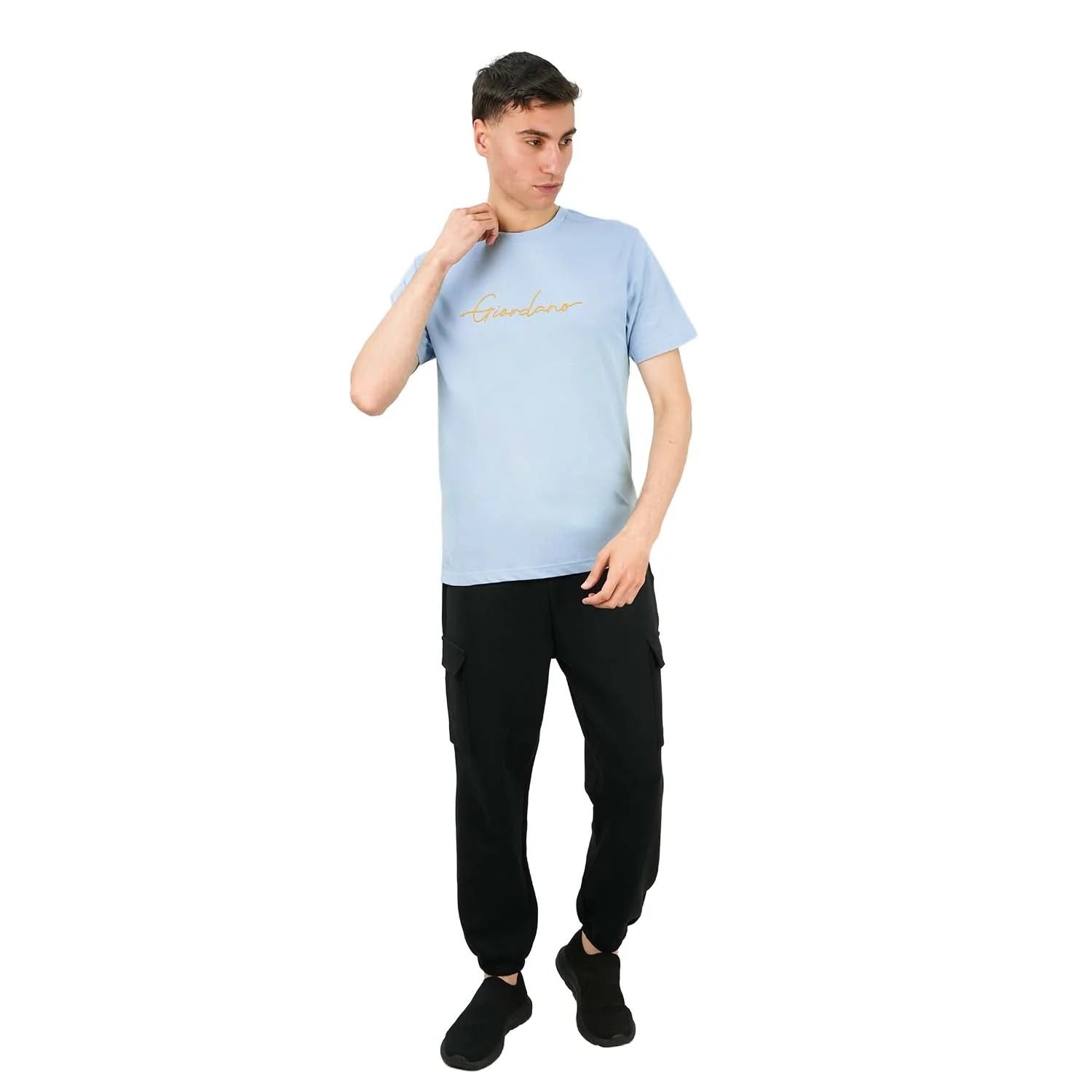 تيشيرت قطني جيرسي بأكمام قصيرة ورقبة دائرية وطبعة ضيقة (تيشيرت مميز)