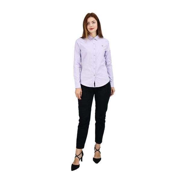 Women Cotton/Lycra Oxford Collar Long Sleeve New Slim Embroidery Shirt