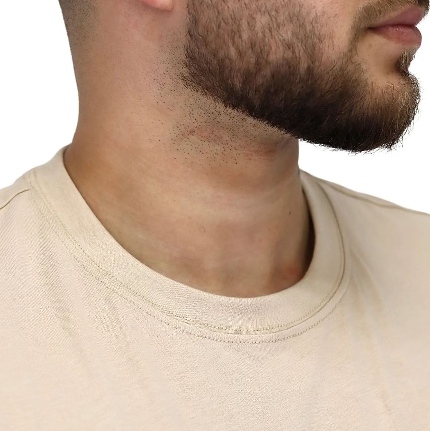 تيشيرت قطني مطبوع بأكمام قصيرة ورقبة دائرية وياقة دائرية