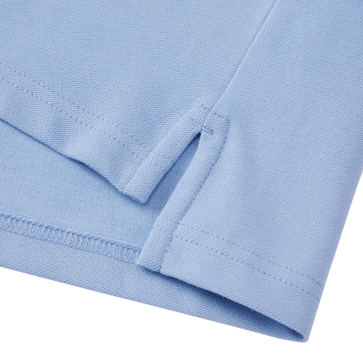 قميص بولو قصير الأكمام بتطريز جريء، مصنوع من القطن/ليكرا بيكيه، بياقة محبوكة