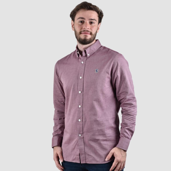 Cotton Oxford Flannel Long Sleeve Embroidery Garment Wash Shirt